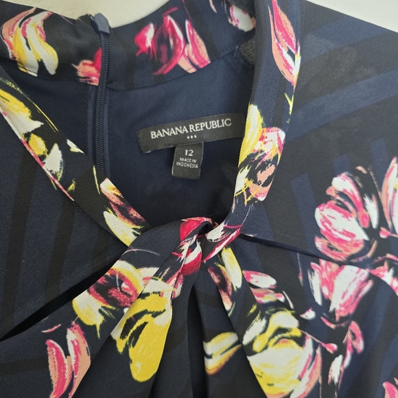 Banana Republic Floral Black Dress Size 12 Casual Feminine Classic - Picture 5 of 11